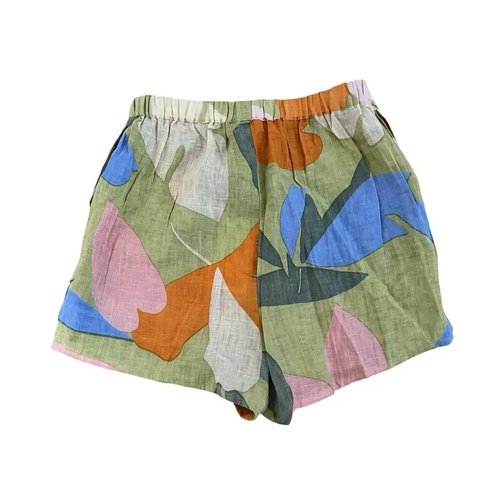 Vitamin A Womens Linen Floral High Waist Shorts Size XS Muilticolor Beach‎ Vacay